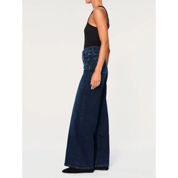 DL1961 Women Jeans Size 31 Blue HEPBURN WIDE LEG HEPBURN JAMBE High Rise Stretch - Picture 2 of 16